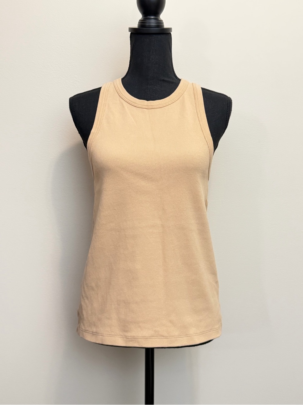 SoldOut NYC Ribbed Tank Top Women L Tan Minimalist Neutral Basic Essential Thick
